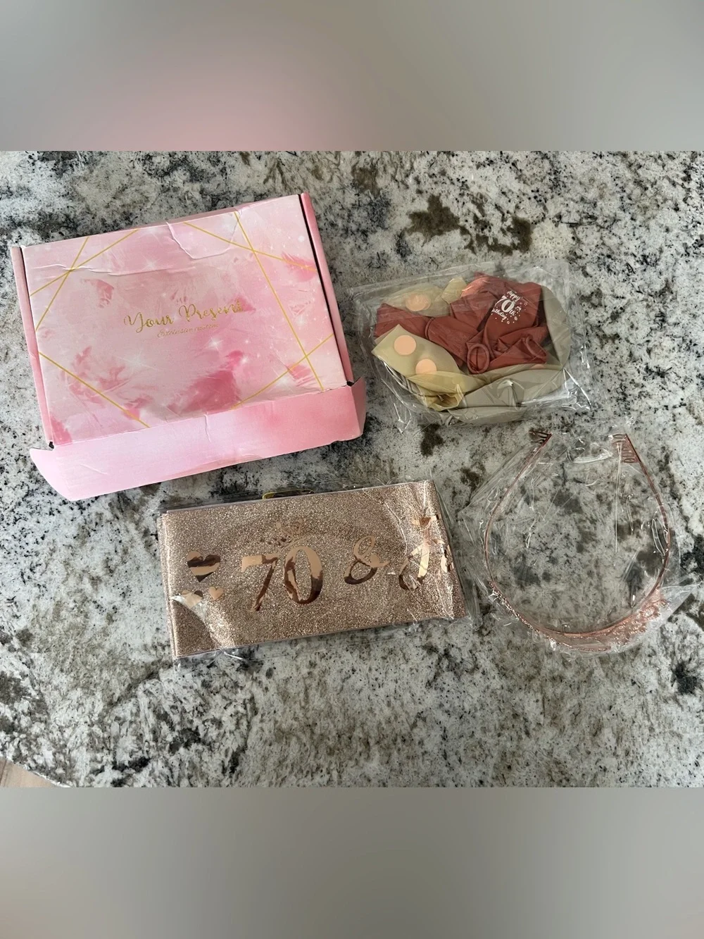 Rose Gold Glitter '70' Party Set